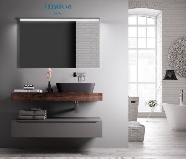 Mobile bagno "ESSENCIAL BROWN" con lavabo, specchiera